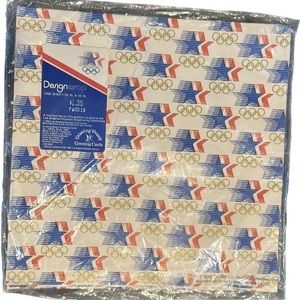 VINTAGE 1984 LA Olympics Gift Wrap NOS Flat Wrapping Paper USA Olympic Rings
